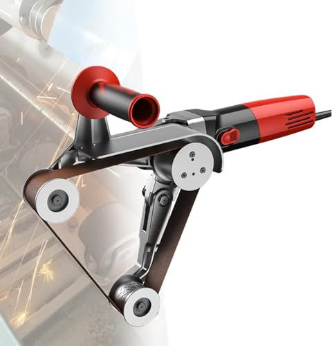 LwiftGal Levigatrice A Nastro per Tubi da 1100 W, 6 velocità Variabili, Nastro Abrasivo - Ideale per Lucidatura, Finitura E Rimozione della Ruggine su Tubi E Condotti 3-wheelpolishingmachine