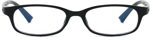 LJCZKA Rectangle Blue Light Glasses for Women Y2K Small Rectangular Glasses Narrow Frame Anti Eyestrain Headache Eyeglasses for Computer Gaming (Black, 0.0, x)