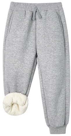 Volunboy Pantalones Deportivos Niños Joggers Forro Polar Tobillos Elásticos Ropa Escolar Colegio Día a Día Exterior(Tamaño 120,4-5 años,Gris Mezclado