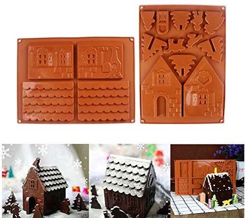 Fyearfly Juego de 2 moldes de silicona antiadherentes para hacer chocolates navideños, pasteles, galletas, hornear y decorar