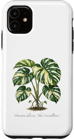 Monstera Thai Constellation plant illustration Case for iPhone 11