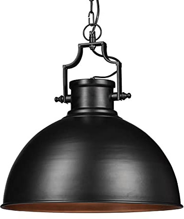 Relaxdays Hängelampe Industrial Design im Shabby Look, Deko für Esszimmer, LED für E27, Pendellampe Ø 40,5 cm, schwarz, 10020870_46, 40.5 x 40.5 x 155 cm