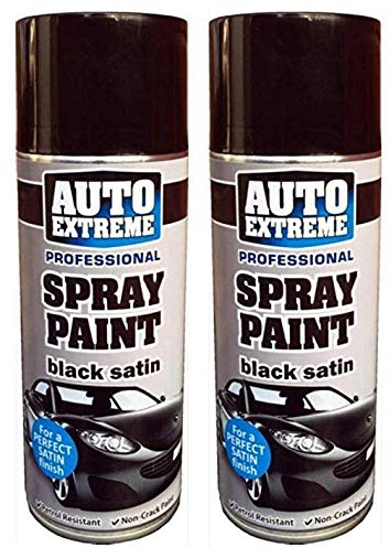 400ml Auto Extreme Professional Quality Perfect Finish Black Satin Aerosol Spray Paint Cans For Cans Bikes Vans & Other surfaces (2)