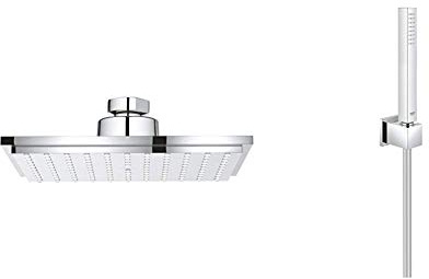 Grohe Euphoria Cube 152 Brausen und Duschsysteme Kopfbrause, chrom, 27705000 & Euphoria Cube Brausen- und Duschsysteme Handbrause (mit Wandhalter, 1 Strahlart, mit Durchflusskonstanthalter) 27703000