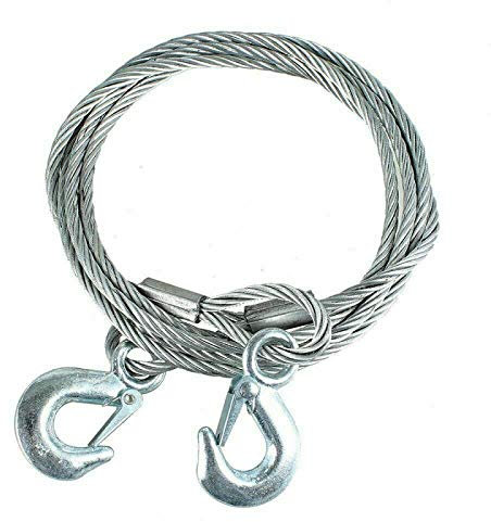 DOBO Corda Cavo da Traino 4 Metri rimorchio in Acciaio Fune con Peso Massimo 3 Tonnellate Auto lavori Pesanti (6 mm x 4 Metri), argento