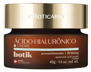 O Boticário | Botik | Crema Facial Ácido Hialurónico Antiarrugas | 40 g | Crema Facial Antiedad | Ácido Hialurónico + Ceramidas | Rellena arrugas y reafirma | Todo tipo de piel | Vegano