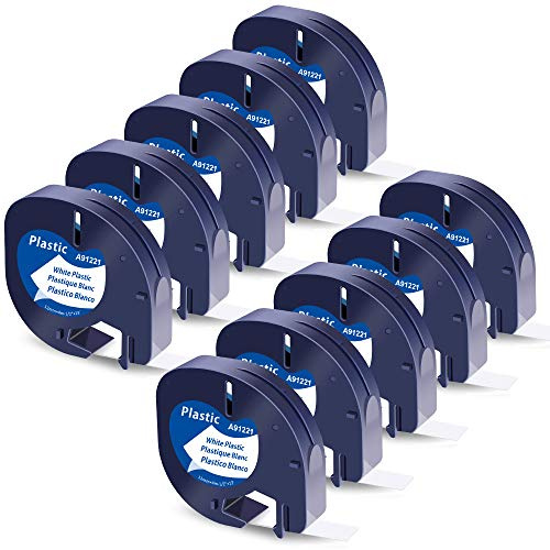 Wonfoucs Cinta de escritura de 12 mm x 4 m compatible con Dymo Letratag de 12 mm x 4 m 91221 S0721660 negro sobre blanco para Dymo Letra tag LT-100H LT-100T LT-110T XR, 10 unidades