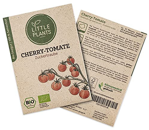 Little Plants BIO Tomatensamen Zuckertraube, 15 Tomaten Samen, hohe Keimrate, 100% Natürlich, BIO Samen Cherrytomate Zuckertraube für Gemüsegarten Tomaten Hochbeet – BIO Tomaten Samen Nachhaltig