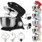 Arebos Retro Stand Mixer 1800 W Black | Kneading Machine with 6 L Stainless Steel Mixing Bowl | Low Noise | Kitchen Mixer with Stirring Hook, Dough Hook, Whisk and Splash Guard | 6 Speeds