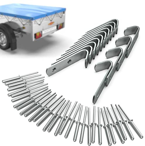 Tarpofix® Planenhaken Netzhaken inkl. Nieten für Anhänger Plane | 20 STK | Robuste Abspannhaken & Befestigungshaken, 2,5 mm | ideal für Alu-Bordwand | Anhänger Zubehör zur Planenbefestigung, PKW