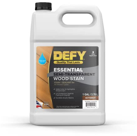 DEFY Outdoor Wood Stain DG - Semi-Transparent, UV & Moisture Resistant, Butternut - 1 Gallon