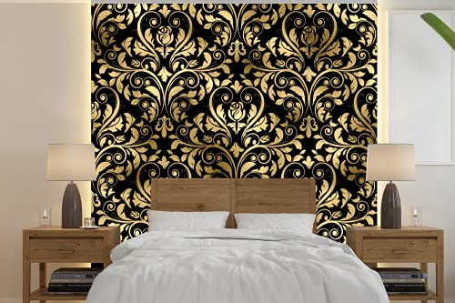 MuchoWow Papier peint Motifs - Baroque - Or - Noir Papier peint photo 350x350 cm Papier peint imprimé