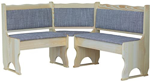 k koma Banco esquinero de pino lacado con acolchado de madera maciza beige (100 x 100)