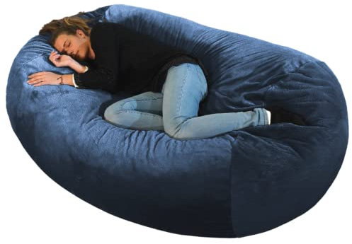 bananair Sitzsack XXL mit Füllung für Kinder und Erwachsene, 160 x 90 x 60 cm - Weich und Bequem - Maschinenwaschbarer Bezug - Sitzsack Sofa (Blau)