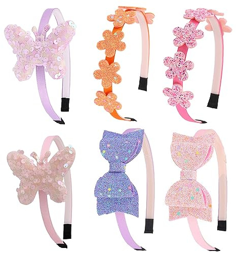 Ooosonlu Toddler Headband with Bow Glitter Headband for Girls Little Girl Hair Accessories Sparkly Hair Bands for Kids