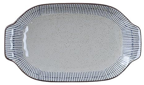 Bafnsiji Food Serving Platter, Ceramic Fish Dish, Ceramic Serving Plates, Large Dinner Plates, Long Serving Dish, Ceramic Serving Platter Tray, Dishwasher & Microwave Safe,A