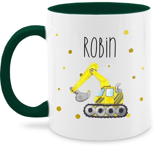 Tasse Tassen 325ml - Bagger Baumaschine Baufahrzeug Bagger-Fan Baustellenfahrzeug - 325 ml - Dunkelgrün - name für jungen namensbecher fahrzeug baustellenfahrzeuge kindertasse kinder