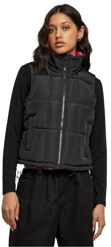 Urban Classics Damen Weste Ladies Reversible Cropped Puffer Vest black/fuchsia M
