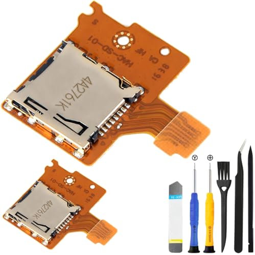 ZHUROUPU 2Pcs Micro SD TF Card Slot Replacement Repair Part for Nintendo Switch, Socket Reader Board Memory Card Slot for NS HAC-SD-01 Console Incl. Opening Tool Kit
