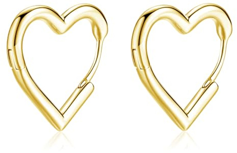 Cangall Herz Creolen Silber 925 Klein, Sterling Silber Ohrringe Damen, Hypoallergen Knorpel Schlafen Liebe Ohrringe Gold für Mädchen, Herzform Kreolen Ohrschmuck