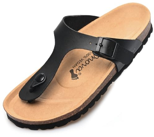 BOnova Ibiza Vegan da donna in 4 colori. Separatore vegano per dita da donna con plantare in sughero. Prodotto nell'Unione Europea, Nero , 40 EU