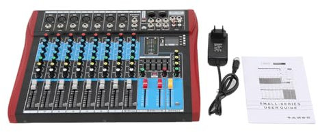 TABODD Professioneller 8 Kanal Audio Mixer DJ Soundboard with Interface Computer, 8-Kanäle Pro Audio Mixer Verstärker DJ Mischpult mit Verstärker für Computeraufnahmen
