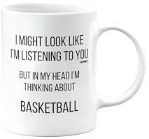 MIPOMALL Basketball Mug for Basketball Player, Funny Birthday Gifts for Men or Women, Secret Santa, Presents for Christmas, I Might Look Like I'm Listening to You, mm-CA_206_8