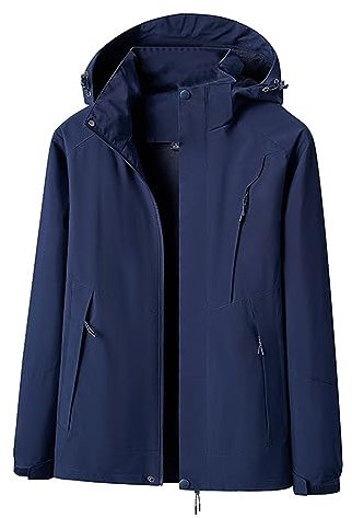 Men'S Outdoor Softshell Waterproof Jackets, Mens Hoodie Jackets Full Zip With Adjustable Hooded Zip Pocekts Hoody Jacket Overcoat Mountaineering Autumn Thin Packable Coat Sports Jacket