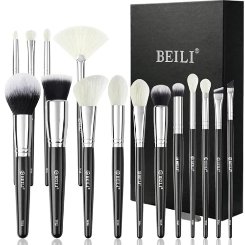 BEILI Juego de 15 brochas de maquillaje, juego de brochas de belleza profesional para base de maquillaje, corrector, cejas, sombra de ojos, contorno, delineador de ojos, brocha para mezclar ojos