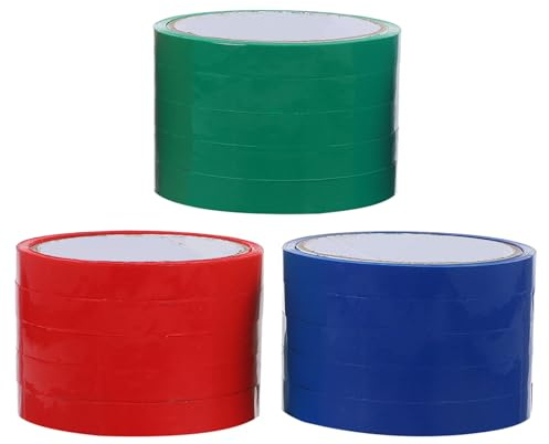 Alipis Rubans Adhésifs pour Paquet 12 Mm, Rouleaux Couleur Rouge Bleu Vert, Ruban D'étanchéité Épais pour Machine à Sceller Paquet, Emballage Supermarché, Usage Professionnel et Scellage