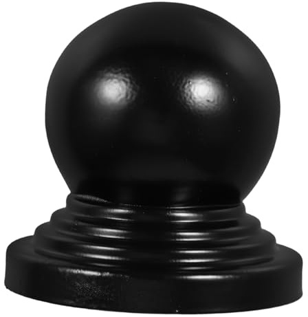 DOITOOL Black Iron Ball Top Pipe Post Cap, Metal Ball Caps for Gate Post and Railing, Decorative Protective Cover Easy Installation for Indoor Projects and Patio Decorations