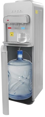 Golvstående vattendispenser med golvladdning, flaskvattenkylare dricksvattendispenser med 3 vattenutlopp, omedelbar matlagning, vattendispenser för kontor, hus, kök, 550 W, silver