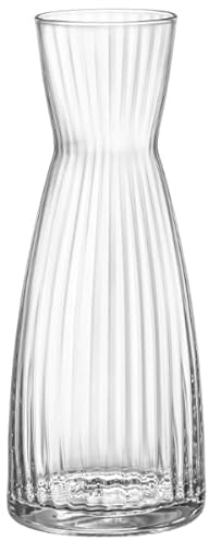 Bormioli Rocco Exclusiva Carafe, 33.75 Oz. Decorative Glass Jug - Elegant Faceted Design for Wine, Water & Spirits Serving - 1L Star Glass, Lead-Free, Italian Crafted, Breakage Resistant & Recyclable