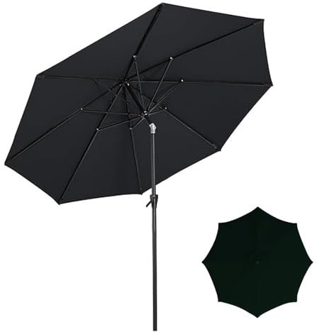 YCBTPS Parasol De Jardin Anti-UV en Polyester Imperméable, 2.7m Parasol De Terrasse avec Fonction D'inclinaison, Grand Parasol Parapluie De Marché(Black)