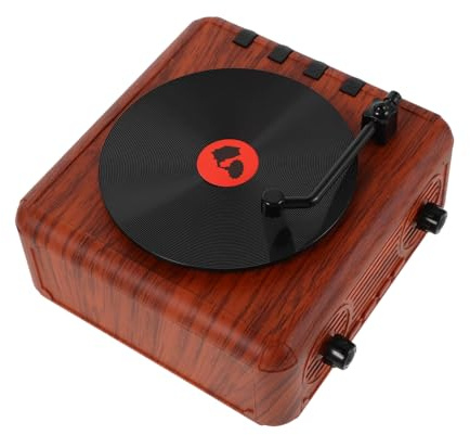 DIYEAH Retro Funk Lautsprecher Vinyl Plattenspieler Design Mini Phonograph Speaker mit kabellos Kompakt und Bassstark Vintage Dekoration für Zuhause Büro Party