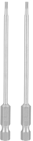 sourcing map 2 punte per trapano a testa esagonale da 5/64 SAE 1/4 gambo esagonale da 100 mm di lunghezza S2 in acciaio magnetico per avvitatore a percussione industriale esagonale elettrico, grigio
