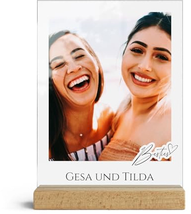 CHRISCK design Foto Acryl Glasbild personalisiert - Geschenke für die beste Freundin - Wandbild Besties Motiv für beste Freundinnen oder Schwester - Persönliches Geschenk Geburtstag