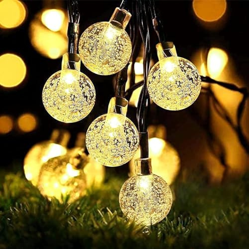 Lezonic 50LED Solar String Lights,7M/23Ft Garden Lights Solar Powered | Waterproof Fairy Lights with 8 Mode Outdoor/Indoor Use, Perfect for Home, Garden, Wedding, Festival Decorations (Warm White)