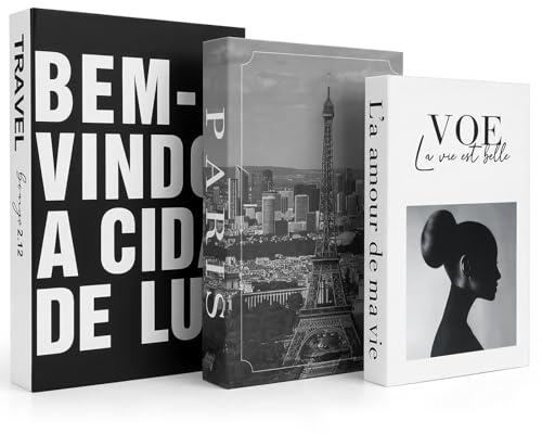 3 Stück Deko Bücher für Heimdekor, Dekorative Bücher mit Magnetverschluss, Buchbox Aufbewahrung für Café Hotel Couchtisch Dekobücher für Büro (Stil3)