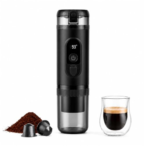 KIRJAUDU Macchina da Caffè Portatile a Capsule con Batteria USB-C, Macchina Espresso Automatica a Pompa 72W, Serbatoio 60 ml, Tazza 150 ml, ABS Senza BPA, per Viaggi Camping Auto Outdoor