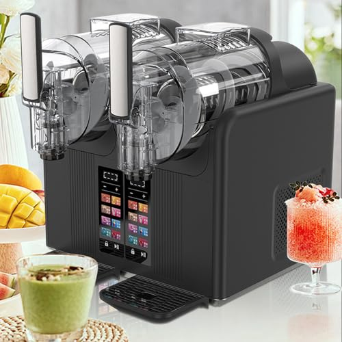 Macchina per Granite da 4L, Produttore di Bevande Ghiacciate a 2 Serbatoi per Margarita, Daiquiri, Vino, Frappè, Distributore di Granite Verticale, Bar, Ristorante, Feste, Pulizia Automatica Black