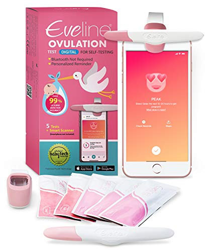 Smart Ovulation Test Strips with Digital Fertility Monitoring App - Easiest Ovulation Predictor Kit for Women, FDA Listed for 99% Accuracy, Pack of 5