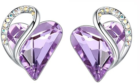 Leafael Infinity Kärlekshjärta Örhängen med Alexandrite Light Purple Födelsesten Kristall för juni Födelsesten, dampresenter, silverfärgad