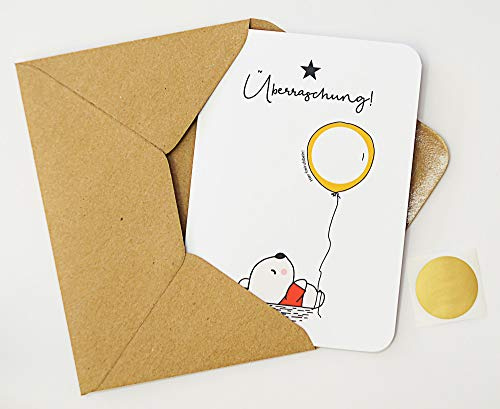 stylebutton design your own 2er Set Rubbelkarten „Bär mit Luftballon“ als Überraschung zum Selbstbeschriften | Rubbellos für Schwangerschaft, Baby, Hochzeit, Trauzeugin, Geburtstag oder als Gutschein