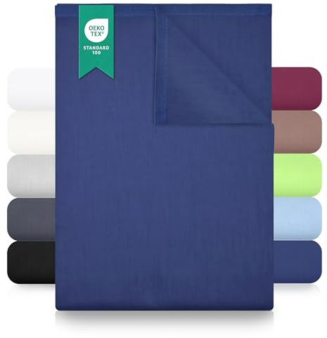 GREEN MARK Textilien Klassische Bettlaken – Flaches Laken aus 100% Baumwolle, ohne Gummi, hautfreundlich, pflegeleicht, bei hohen Temperaturen waschbar - Navy Blau - 180x275 cm