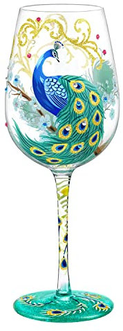 NymphFable 15oz Handgemalt Weingläser Farbiger Pfau Geschenkideen Personalisierte Geburtstagsgeschenk Für Frauen