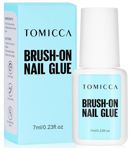 TOMICCA Colle à Ongles, Extra Forte Rapide Colle Faux Ongles avec Pinceau, pour Ongles Acryliques Longue durée, 7ML