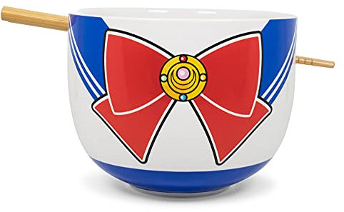 Sailor Moon Service de table japonais en céramique | Comprend un bol à ramen de 473,6 g et des baguettes en bois | Ensemble de plats asiatiques pour la cuisine | Cadeaux d'anime Kawaii