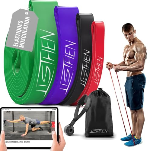 LISTHEN Bandes élastiques de résistance pour tractions Musculaires, Fitness, idéal pour la rééducation Musculaire et Le Yoga, Bandes élastiques avec différentes résistances
