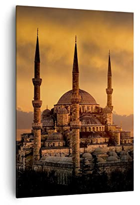 Bilder auf Leinwand 70x100cm Leinwandbild mit Rahmen Sonnenuntergang istanbul türkei reise Groß Wanddeko Bild Schlafzimmer Deko Wandbilder Dekoration Wohnzimmer Wand Kunstdruck Art PA70x100-2846